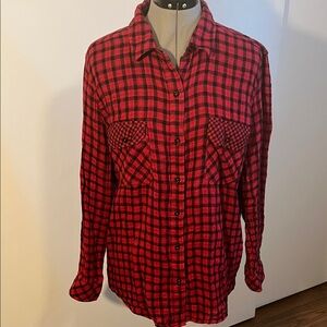 Seven7 Red and Black Checkered Shirt